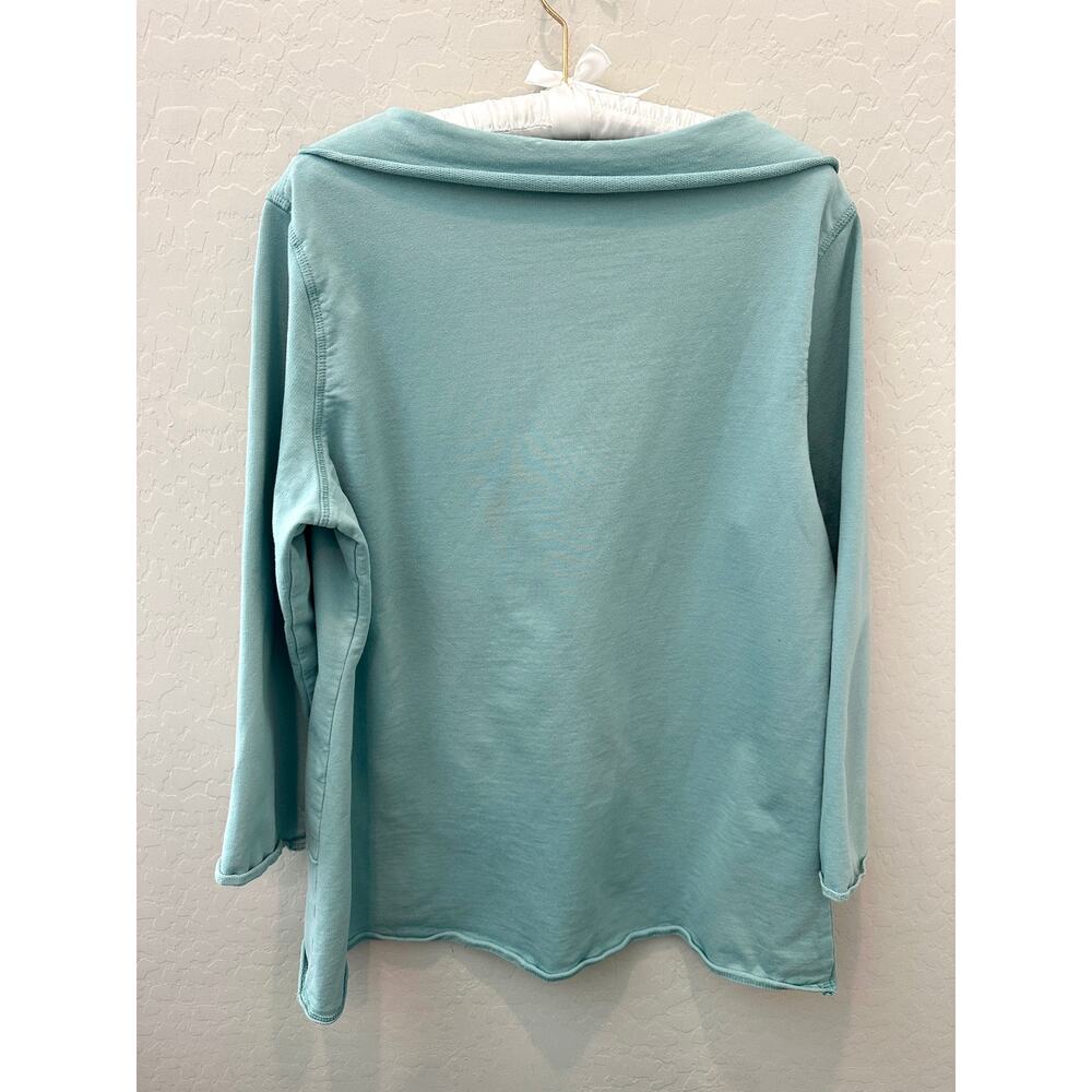 CMC Color Me Cotton Aqua Blue Sweatshirt Tunic Artsy Coastal Grandma XL - Picture 6 of 9